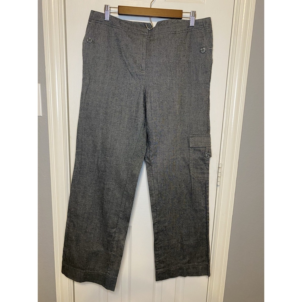 J. Jill Pants Women's 14 Wide Leg Cargo Charcoal Gray Stretch Career Work Wear